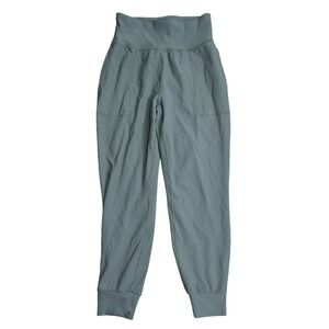 Athleta Salutation Ribbed Jogger Pants Women Size M Sage Green High‎ Waist